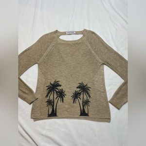 Brokedown Ladies Palm Tree V-Back Sweater Size Medium